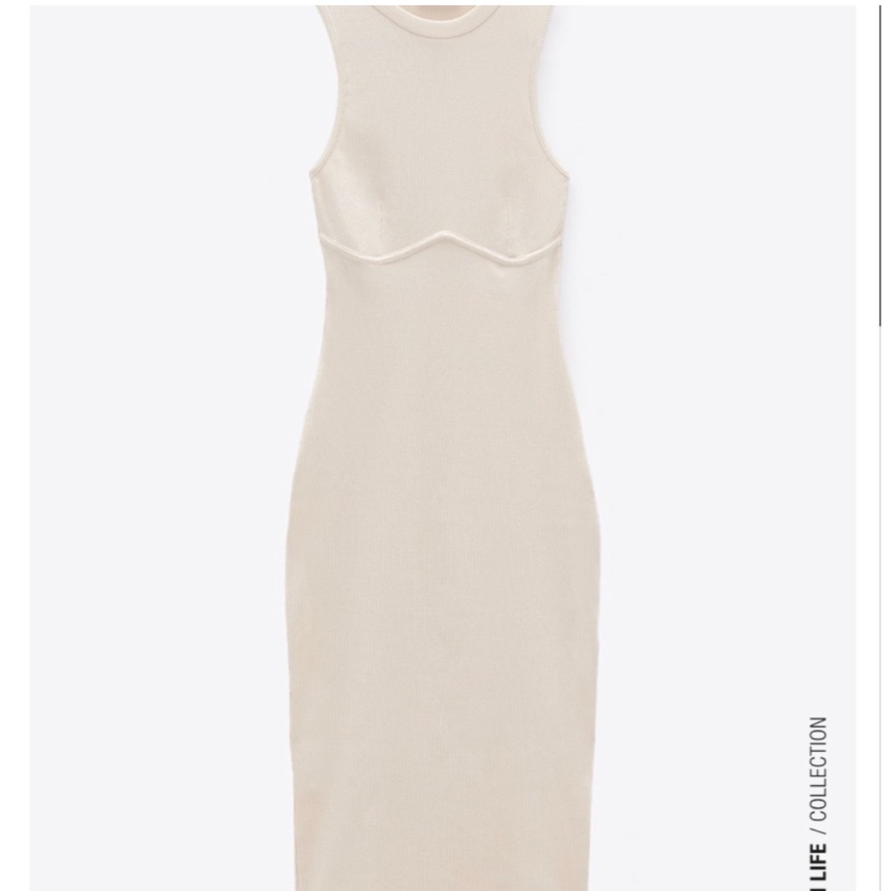 Zara unique bustier detail ribbed midi dress